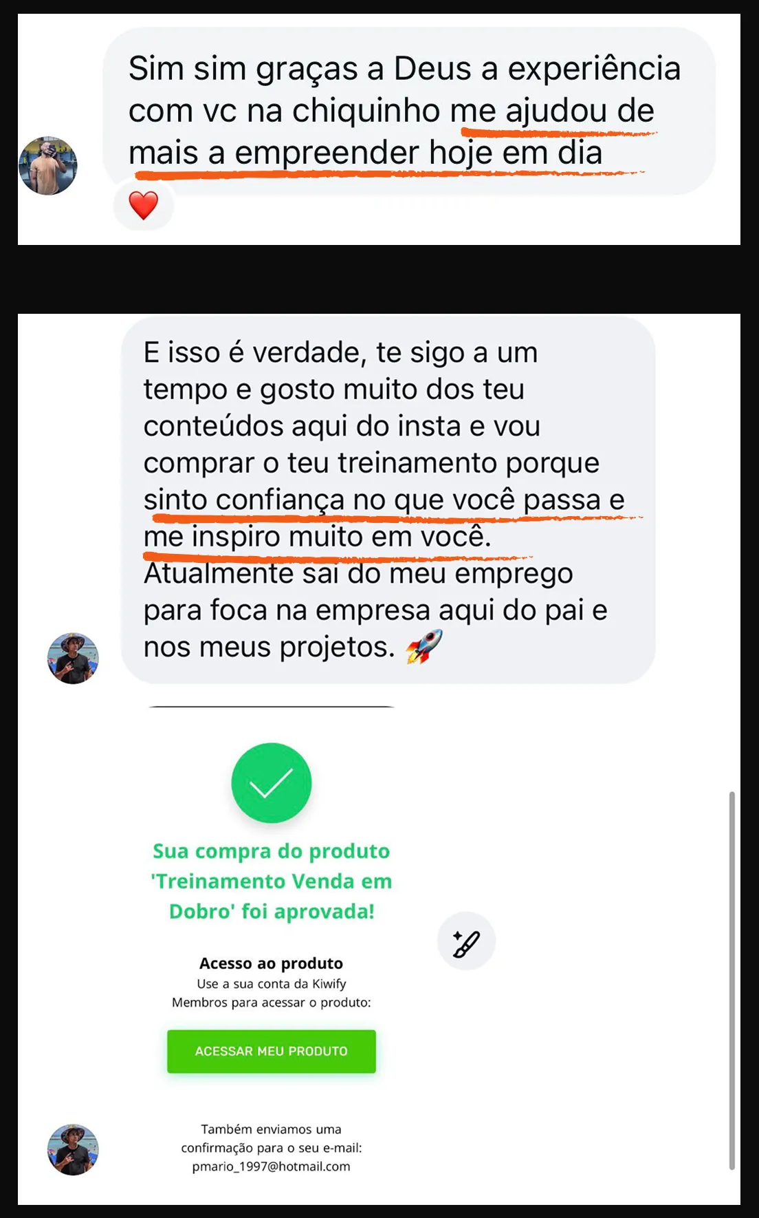 Depoimento de aluno