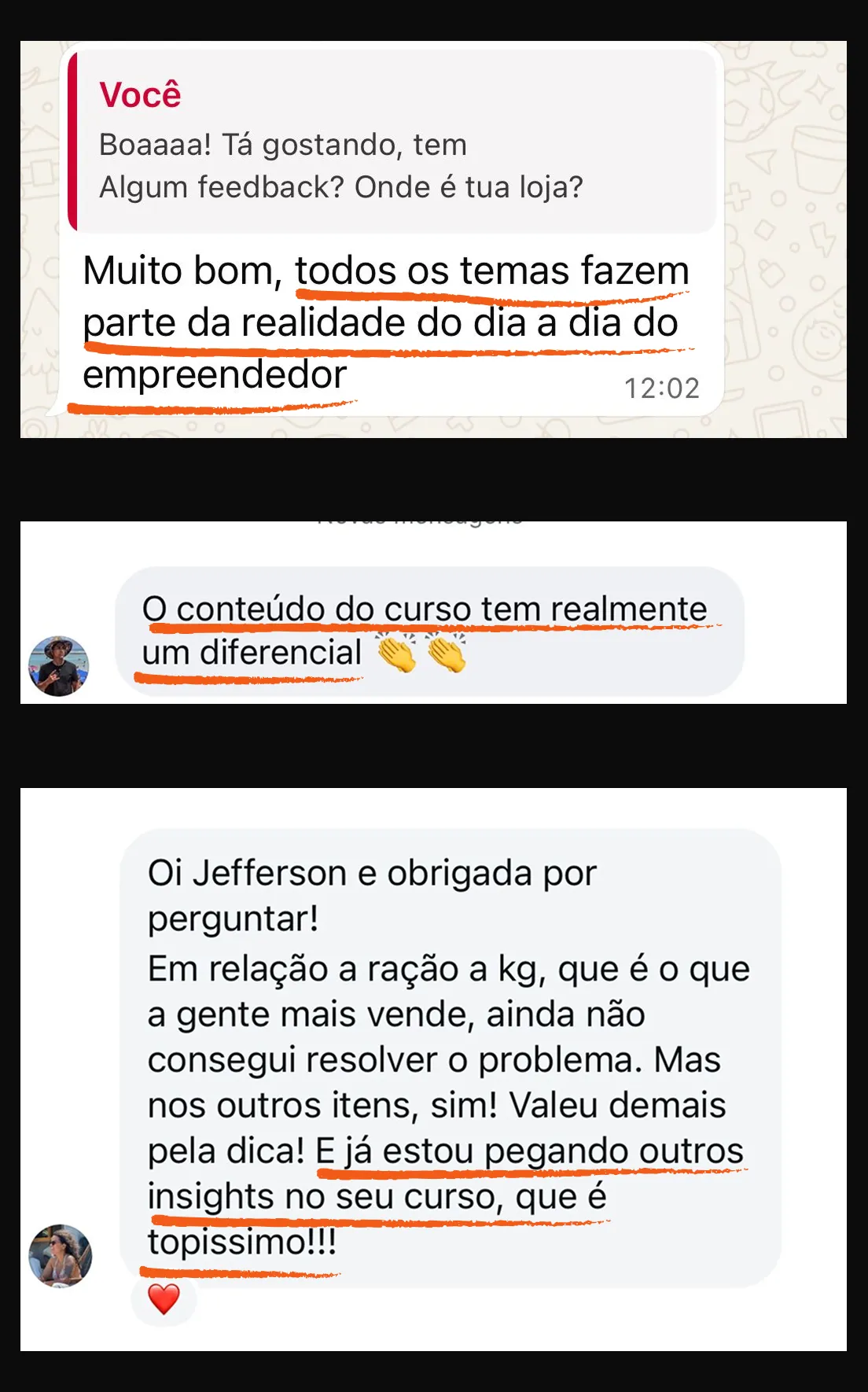 Depoimento de aluno