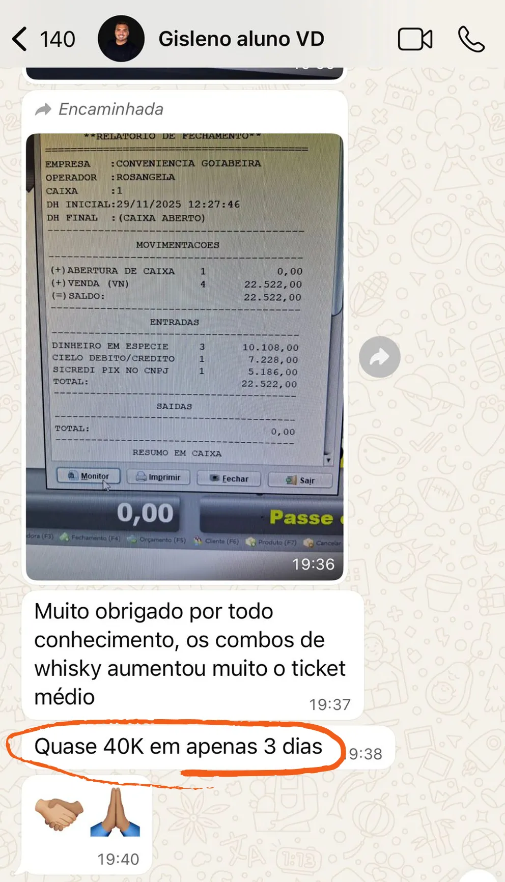 Depoimento de aluno